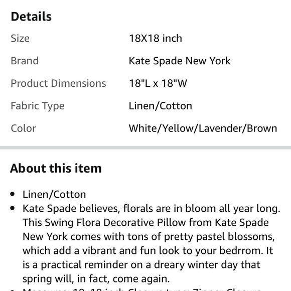 Kate Spade New York Swing Flora Decorative Pillows 18X18